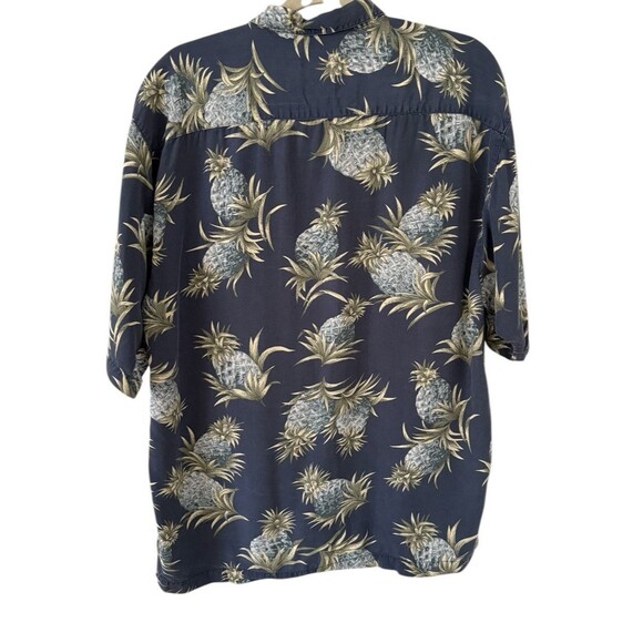 Tommy Bahama Button Down Shirt Men's Med Blue Pineapple 100% Rayon Camp Collar - Picture 4 of 10